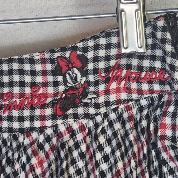 H&M x Disney Black Red White Minnie Mouse Embroid Plaid Adj Waist Pleat Skirt 2Y - Picture 3 of 16
